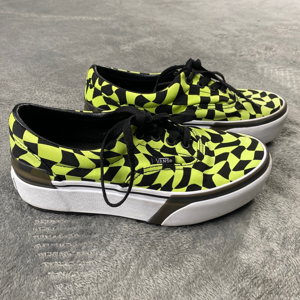 Vans‎ Era Stacked Sneakers Womens 6.5 Green Black Warp Check Glow Platform Skate